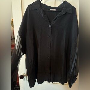 Vintage Capistrano Black Sheer Button-Up Blouse